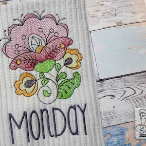 Jacobean - Monday- Fits into a 4x4&quot; & 5x7&quot; Hoop - Instant Downloadable Machine Embroidery