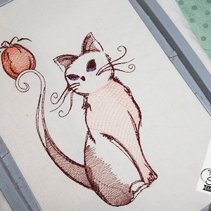 CAT With PUMPKIN EMBROIDERY - Fall, Halloween, Cat Lover - Machine Embroidery Designs