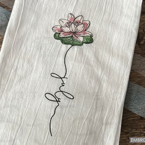 7 月のスイレン - 誕生月の花 - 刺繍 - スイレン、花柄、7 月 - ダウンロード可能な機械刺繍 - ライトフィルステッチ