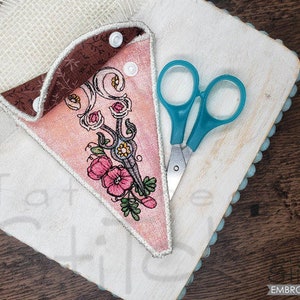 Floral Scissors Case EMBROIDERY - Sewing, Embroidery, Vintage, Scissors Case, Vintage Embroidery - Fits a 5x7&quot; Hoop - Embroidery Designs