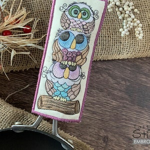 OWLS On Branch POT HOLDER Embroidery - Pot Holder, Owls, Birds - Instant Downloadable Machine Embroidery - Light Fill Stitch