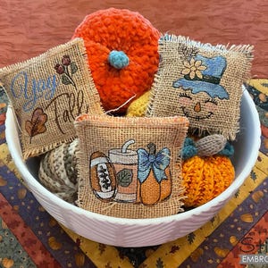 MINI FALL PILLOWS Bundle - Sewing, Crafting, Embroidery, Gifting - Downloadable Machine Embroidery