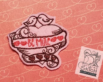 Be Mine Heart Feltie - Machine Embroidery Design. 4x4 hoop Instant Download. Felties. Valentine's Day. Heart Feltie. Love Birds Feltie