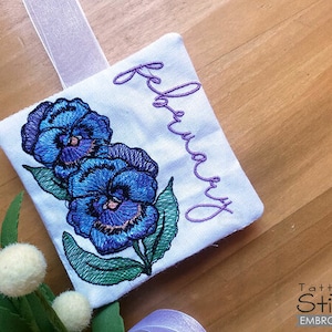 FEBRUARY VIOLETS -Birth Month Flowers Sachet- Embroidery - Spring, Floral, Sachet - Downloadable Machine Embroidery - Light Fill Stitch