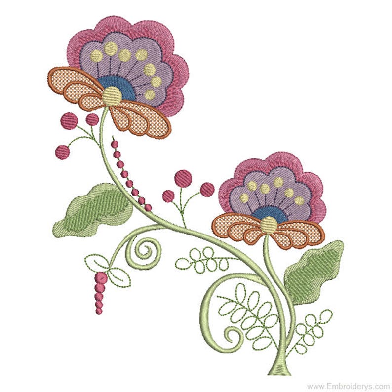 Jacobean Flourish 3 Machine Embroidery Design - Etsy