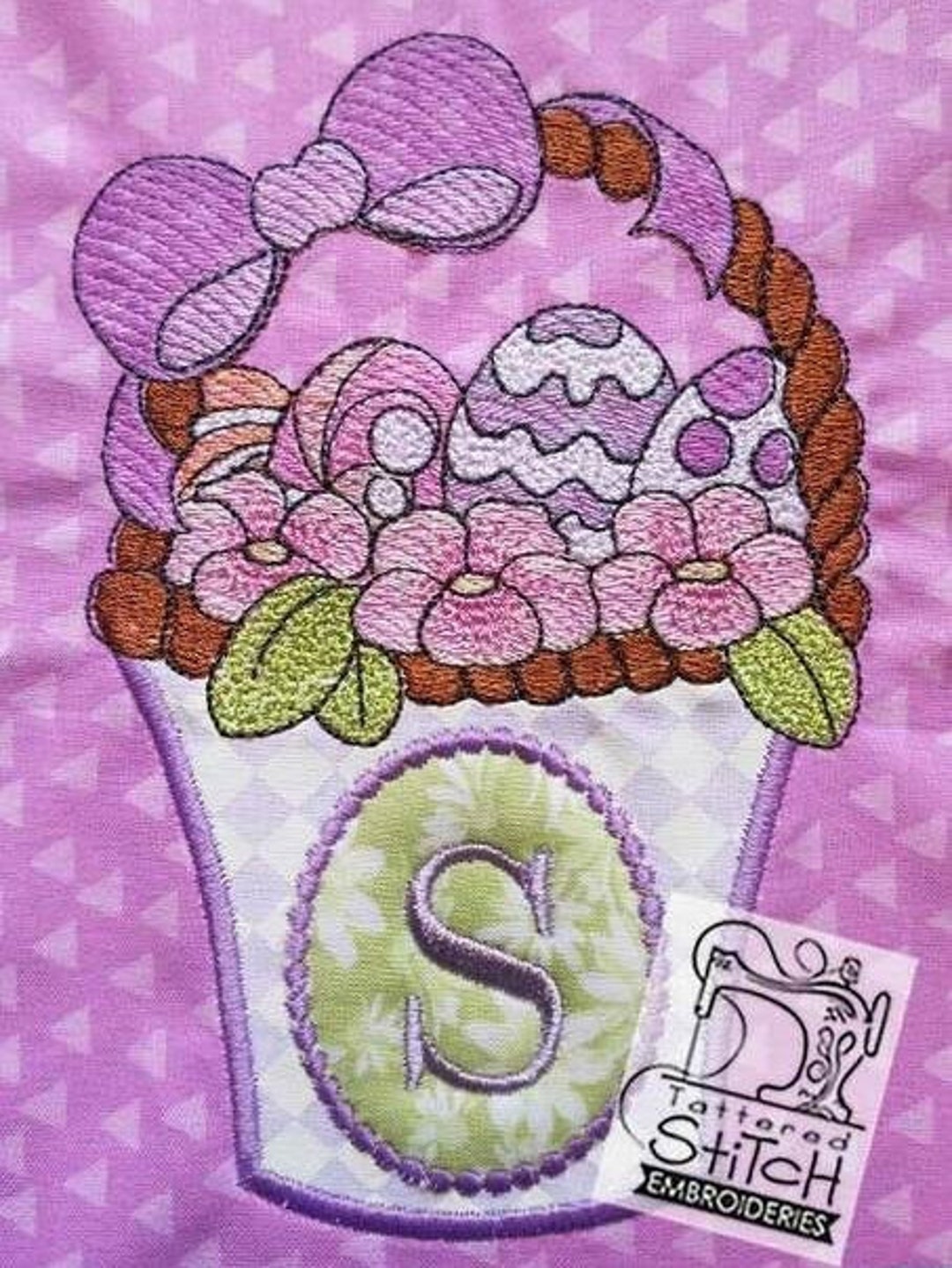 Easter Basket Applique Fits a 5 by 7 and 8 by 8 Hoop Instant