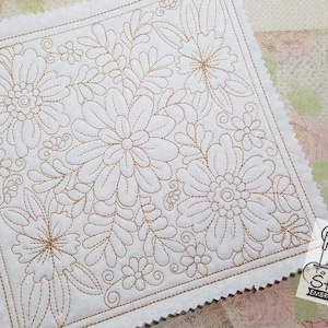 FLORAL QUILT BLOCK- Wildflower Embroidery - Multiple Sizes-In the Hoop-Continuous Line - Instant Downloadable Machine Embroidery