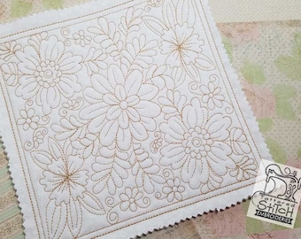 FLORAL QUILT BLOCKS Bundle - Multiple Sizes-In the Hoop-Continuous Line - Instant Downloadable Machine Embroidery