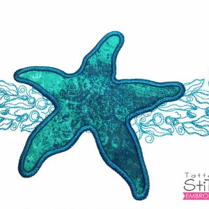 STARFISH APPLIQUE - SEA, Ocean, Starfish Embroidery, Applique Embroidery-  Fits a 5x7, 6x10, and 8x12&quot; Hoop - Machine Embroidery Design