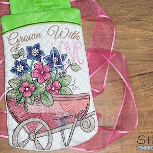 Bandera de jardín CRECIDO CON AMOR - Costura, elaboración, bordado, regalo - Bordado de máquina descargable