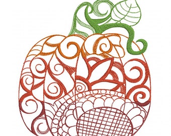 Harvest Pumpkin - Machine Embroidery Design. 4x4, 5x7, 8x14 hoop Instant Download. Thanksgiving. Sunflower. Vine. Fall Embroidery.