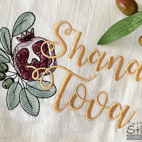 SHANA TOVA EMBROIDERY - Rosh Hashana, Jewish, Jewish New Year, Holiday - Fits a 6x6", 7x7" & 8x8" Hoop - Machine Embroidery Designs