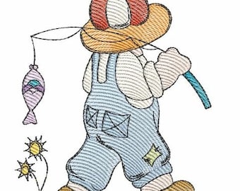 Sunbonnet Sam 5 - Fits a 4x4" 5x7" & 6x10" Hoop - Machine Embroidery Designs