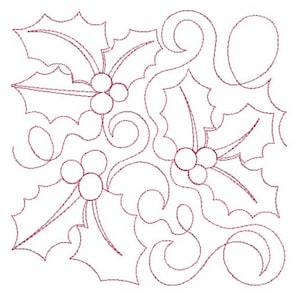 HOLLY BERRY Edge to Edge QUILT Block - Holiday Embroidery, Berries, Holly, Christmas Quilting - Machine Embroidery Designs