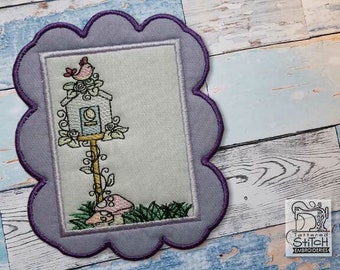 BIRD House COASTER EMBROIDERY - Fits a 5x7" Hoop - Machine Embroidery Designs