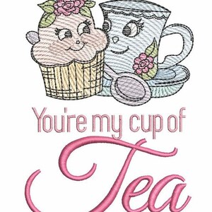 Cup of TEA - VALENTINE&#39;S DAY - Fit a 4x4, 5x7 & 6x10&quot; Hoop - Machine Embroidery Designs