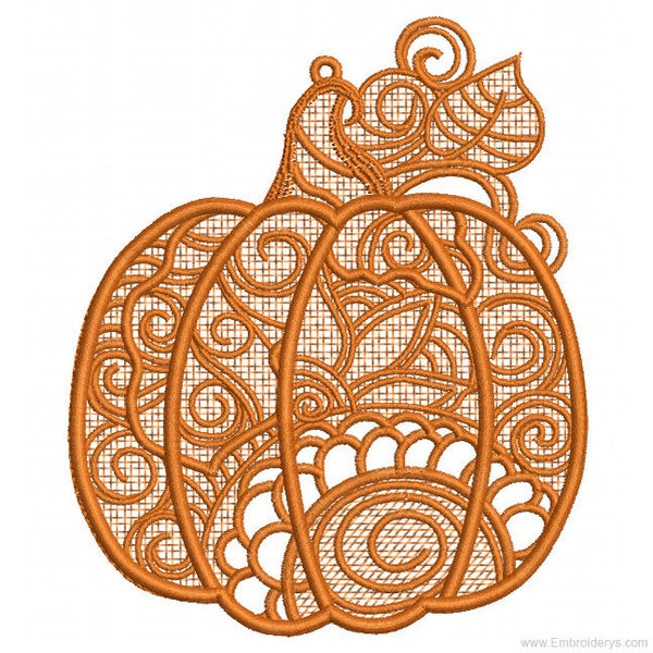 PUMPKIN LACE EMBROIDERY- Free Standing Lace.  Machine Embroidery Design. 4x4 and 5x7 Hoop Instant Download. Pumpkin-Fall.