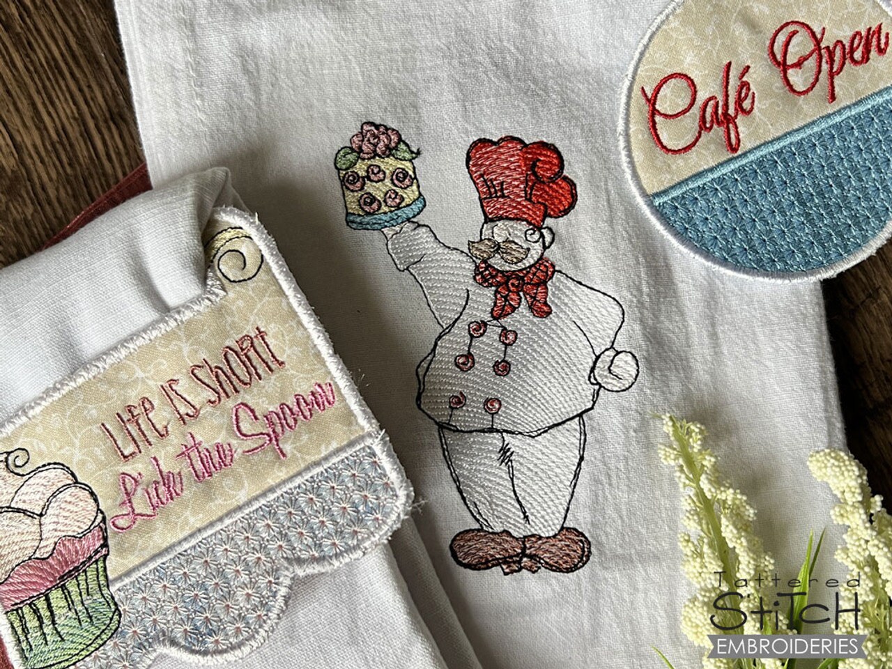 PASTRY CHEF BUNDLE -  Towel Topper, Coaster, Chef, Sewing, Crafting, Embroidery, Gifting - Machine Embroidery Designs