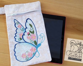 Butterfly Tablet Bag - In the Hoop - Machine Embroidery Design. 7 x 10" Instant Download. Tablet Bag - Fits iPad