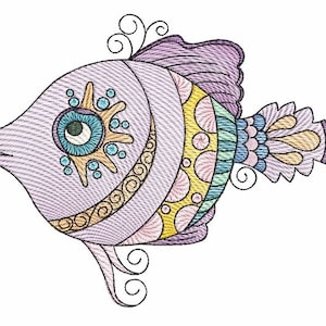 MINNOW FISH EMBROIDERY (Fisch nur - kein Hintergrund)- passt ein 4 x 4&quot;, 5 x 7&quot; und 8 x 8&quot; Reifen - Maschine Stickerei Designs