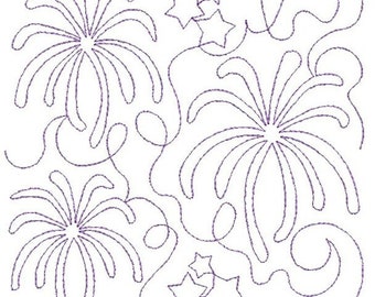 FIREWORKS Edge to Edge QUILT Block - Floral Embroidery,  Summer, 4th of July, Fireworks, Quilting - Machine Embroidery Designs