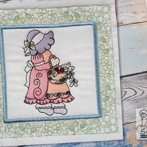 Sunbonnet Sue Quilt Block 6 - Fits a 5x5&quot;, 6x6&quot;, 7x7&quot;, 8x8&quot; & 10x10&quot; Hoop - Machine Embroidery Designs