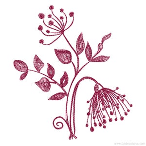 FLORAL SILHOUETTE STICKDATEI 1 Redwork - Stickdatei Maschinenstickerei