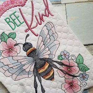 BEE Kind Garden FLAG EMBROIDERY - Bee Lover, Garden Flag, Flags - Fits 5x7, 6x10 and 8x12" Hoop - Instant Downloadable Machine Embroidery