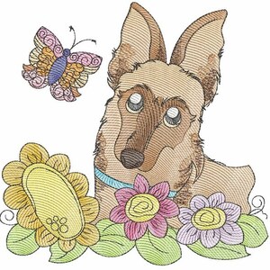 Skurrile PUP EMBROIDERY 7 (keine Quilt Block Hintergrund) - Hundeliebhaber, Welpen - passt ein 4 x 4&quot;, 5 x 7&quot;& 8 x 8&quot; Reifen - Maschine Stickerei Designs