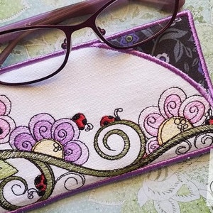 LADYBUGS GLASSES CASE -Machine Embroidery Design. 5 x 7" Hoop. Instant Download