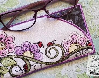 MARIENKÄFER GLÄSER ETUI -Maschinenstickerei Design. 5 x 7&quot; Stickrahmen. Sofort Download