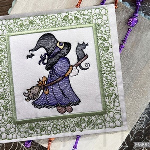 WITCH SUE Quilt Block Embroidery - Sunbonnet Sue, Halloween  - Fits a 5x5&quot;, 6x6&quot;, 7x7&quot;, 8x8&quot; & 10x10&quot; Hoop - Machine Embroidery Designs