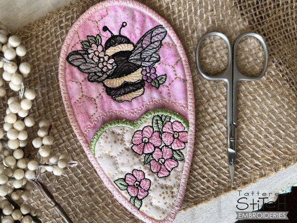 Bzzy BEE FLORAL Scheren Etui EMBROIDERY - Nähen, Sticken, Sticken, Stickerei, Vintage Stickerei - Rahmen 13x18cm - Stickdatei