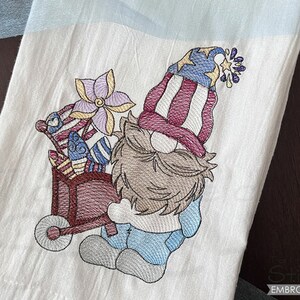 GNOME With ROCKETS Embroidery - Gnomes, Patriotic, Fireworks, Gnome Embroidery - Machine Embroidery Designs