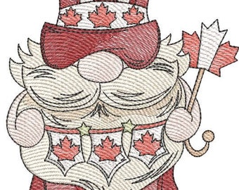 PATRIOTIC CANADIAN GNOME - Sewing, Crafting, Embroidery, Gifting - Downloadable Machine Embroidery