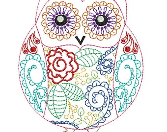 Whimsical Owl - Diseño de bordado a máquina