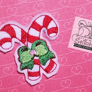 Happy Candy Cane Feltie - Maschinenstickerei Design. 4x4 Hoop Instant Download. Filzfilzen. Weihnachten Weihnachten Candy Cane Feltie
