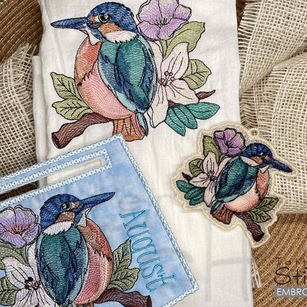 BIRD OF THE Month - August King Fisher Bundle - Sewing, Crafting, Embroidery, Gifting - Downloadable Machine Embroidery