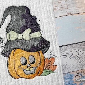 PUMPKIN WITCH Embroidery - HALLOWEEN, Witch, Pumpkin - Fits a 4x4, 5x7 & 6x10&quot; Hoop - Machine Embroidery Designs