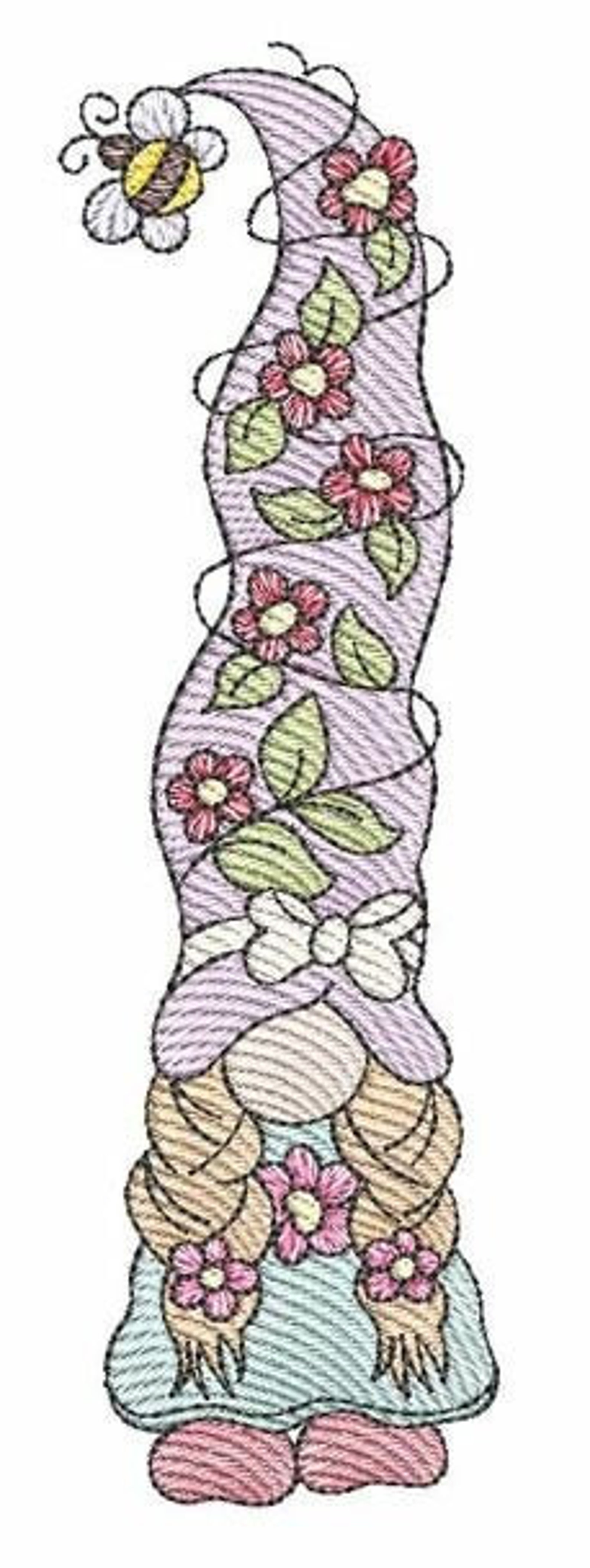 Girl gnome with tall hat embroidery fits a 4x4 5x7   etsy Girl gnome with tall hat embroidery fits a 4x4 5x7   etsy