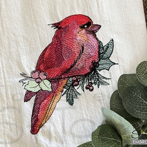 EVERGREEN CARDINAL EMBROIDERY -Fall, Birds, Bird, Cardinal, Fall Embroidery- Machine Embroidery Designs