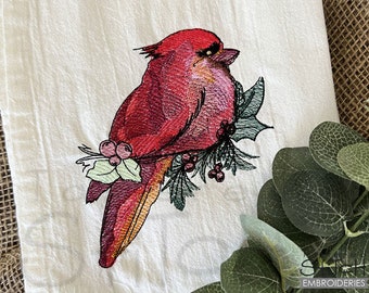 EVERGREEN CARDINAL EMBROIDERY -Fall, Birds, Bird, Cardinal, Fall Embroidery- Machine Embroidery Designs