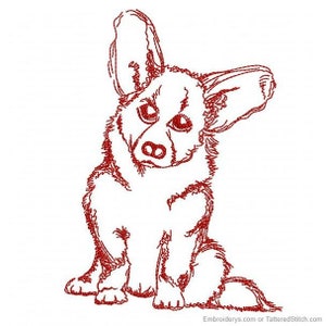 CORGI REDWORK BORDUURWERK - Machine Borduurwerk Ontwerp. 4x4 en 5x7 Hoepel. Direct downloaden. Corgi Hond