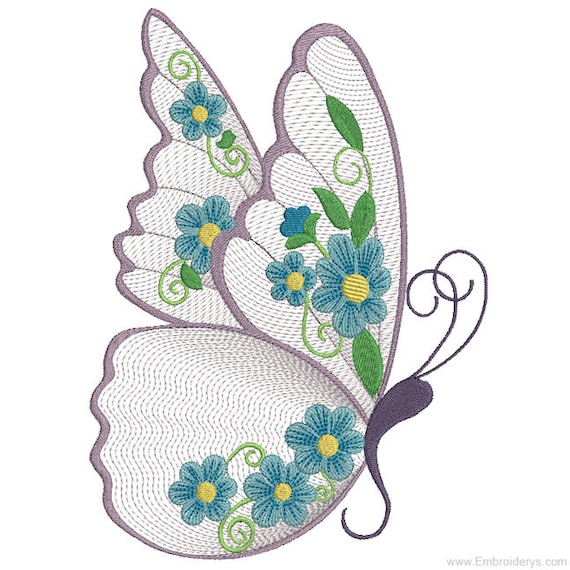 BORDADO DE MARIPOSA FLORAL Diseño de bordado de máquina. de flores grandes para bordar BORDADO DE MARIPOSA FLORAL Diseño de bordado de máquina.