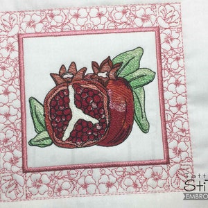 GRANATAPFEL QUILT STICKDATEI - Passt für einen 10x10&quot;, 6x6&quot;, 7x7&quot;, 8x8&quot; & 10x10&quot; Hoop - Maschinenstickdatei