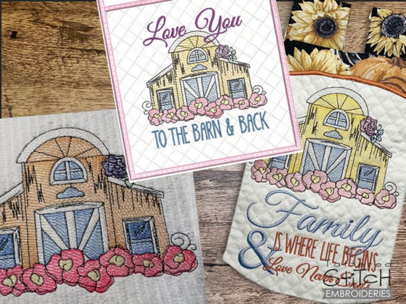 BARN EMBROIDERY- Barns, Farm Life, Farm Embroidery, Flowers - Instant ...