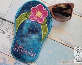 Flip Flop GLASSES Fall - passt eine 5 x 7&quot; Reifen - Instant Herunterladbar Maschine Stickerei