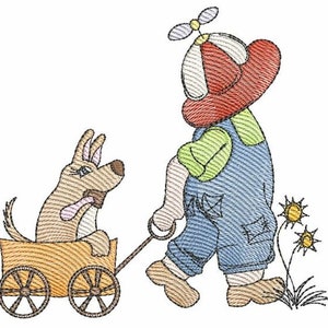 SUNBONNET SAM EMBROIDERY 1 - Fits a 4x4&quot; 5x7&quot; & 6x10&quot; Hoop - Machine Embroidery Designs