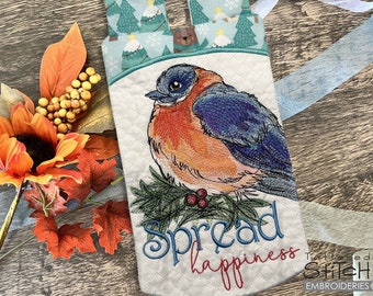 BLUEBIRD BUNDLE - Embroidery  - Flags, Bird Embroidery, Bluebird, Birds, Towel Topper - Downloadable Machine Embroidery - Light Fill Stitch