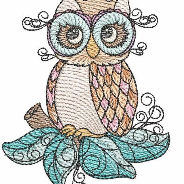 WHIMSICAL OWL EMBROIDERY 6 - Fits a 4x4", 5x7" & 8x8" Hoop - Machine Embroidery Designs